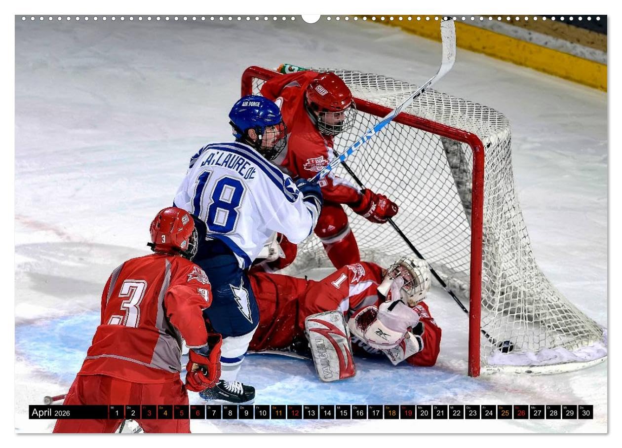 Mit vollem Einsatz - Eishockey (Wandkalender 2026 DIN A2 quer), CALVENDO Monatskalender: Eishockey, Teamsport der Extra-Klasse - beispiellose ... Härte und Schnelligkeit (CALVENDO Sport)