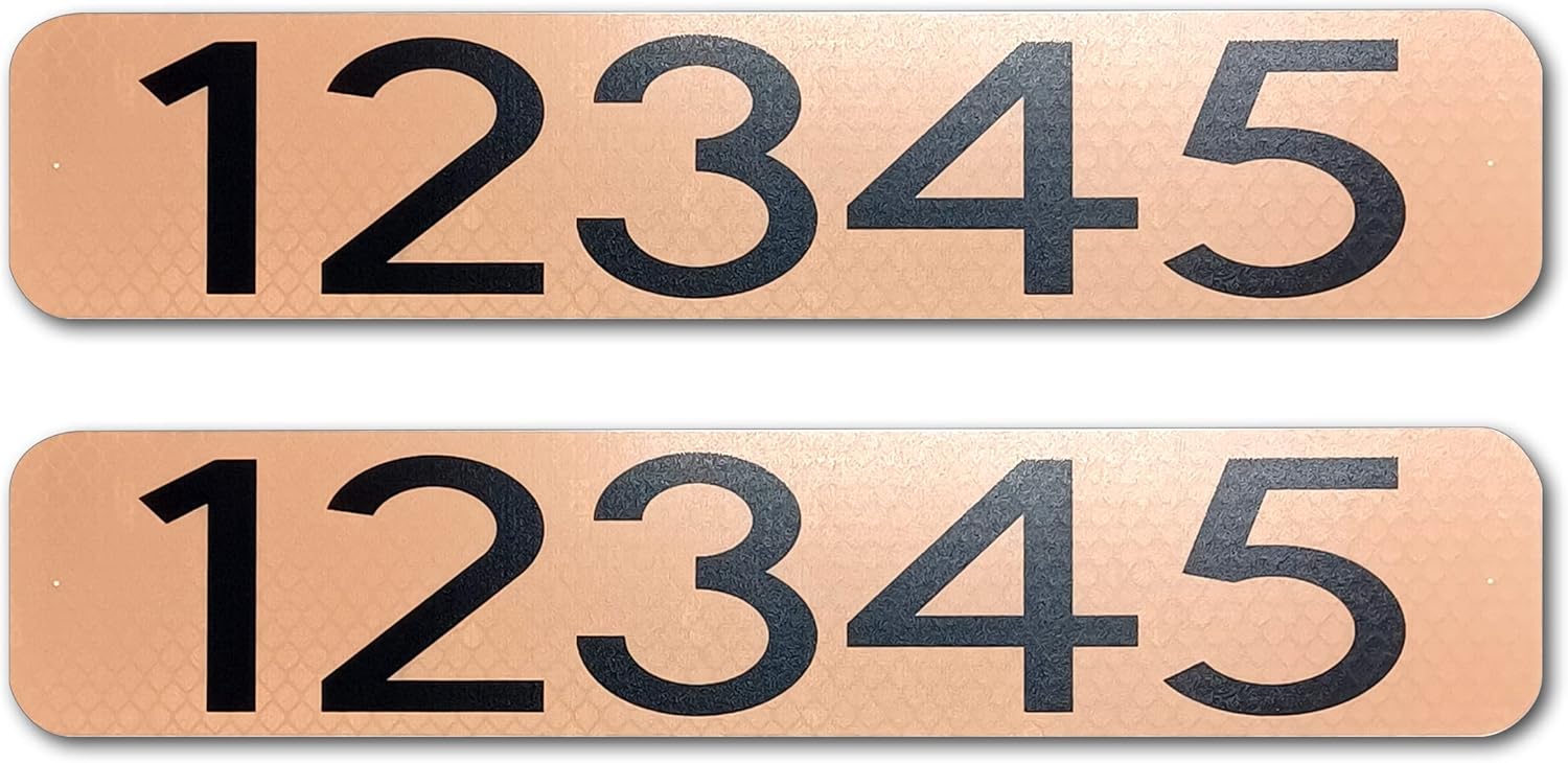 2 Reflective Silk Screened Aluminum, Horizontal Mailbox Address Numbers Plaques, 3''x15'', Custom, Pre-drilled (Blue Beach)