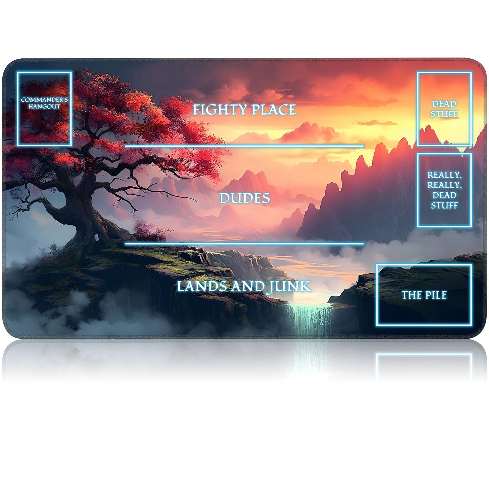 for MTG Game Playmat, for Magic TCG Rubber Play mat,Tabletop Card Playmats with Smooth Surface,Trading Card Inked Game Mat with White Zones,Battle Game,Art Tree Sky