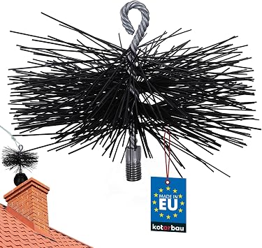 KOTARBAU Chimney Brush Made of Plastic, 175 mm, Fireplace Broom, Plewa Ceramic Stainless Steel Pipe Soot Broom Chimney Brush, Stainless Steel Fireplace Cleaner 175 mm