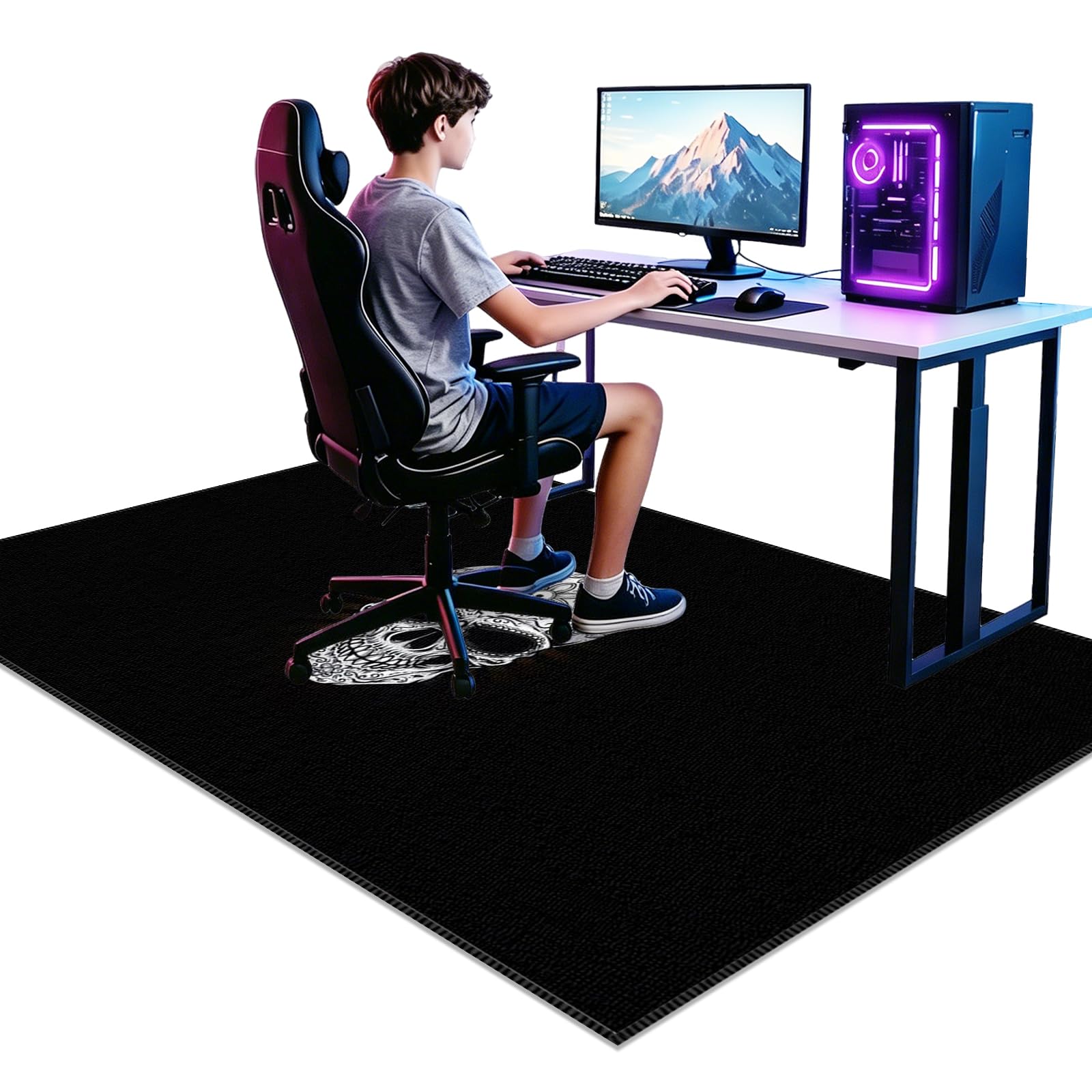 Voxirum Gaming Rug for Boys Room 80 x 140cm Washable Gamer Area Rugs 3D Printed Kids Play Mat Non-Slip Easy to Clean Floor Carpet Rugs for Boys Girls Teens Bedroom Living Room Home Decor