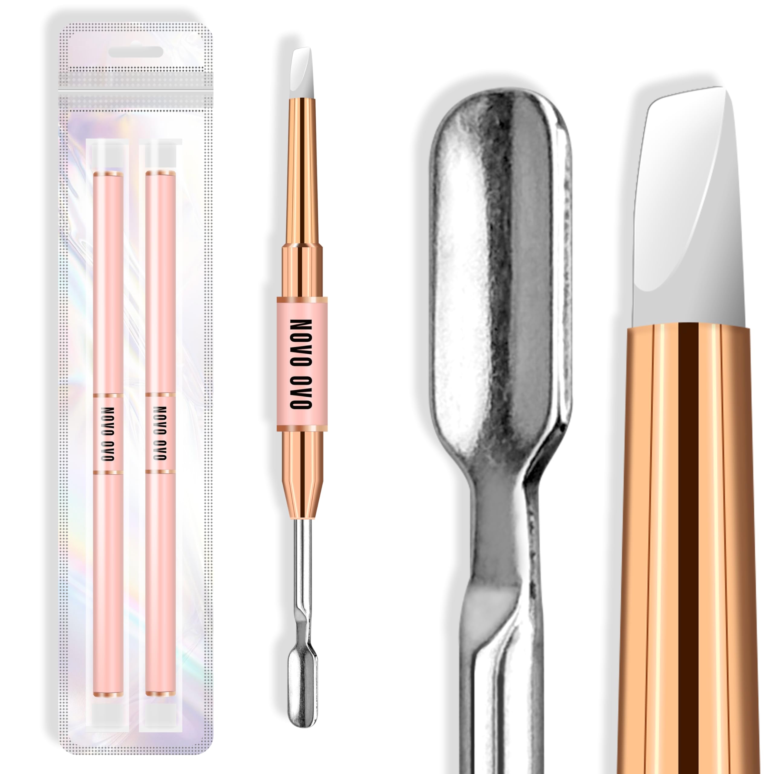 NOVO OVO 2 PCS Double End Multiple Use Nail Pen Brush Nail Kit for Poly Gel Nail Dual Forms Anti-stick PolyGel & Builder Nail Extension
