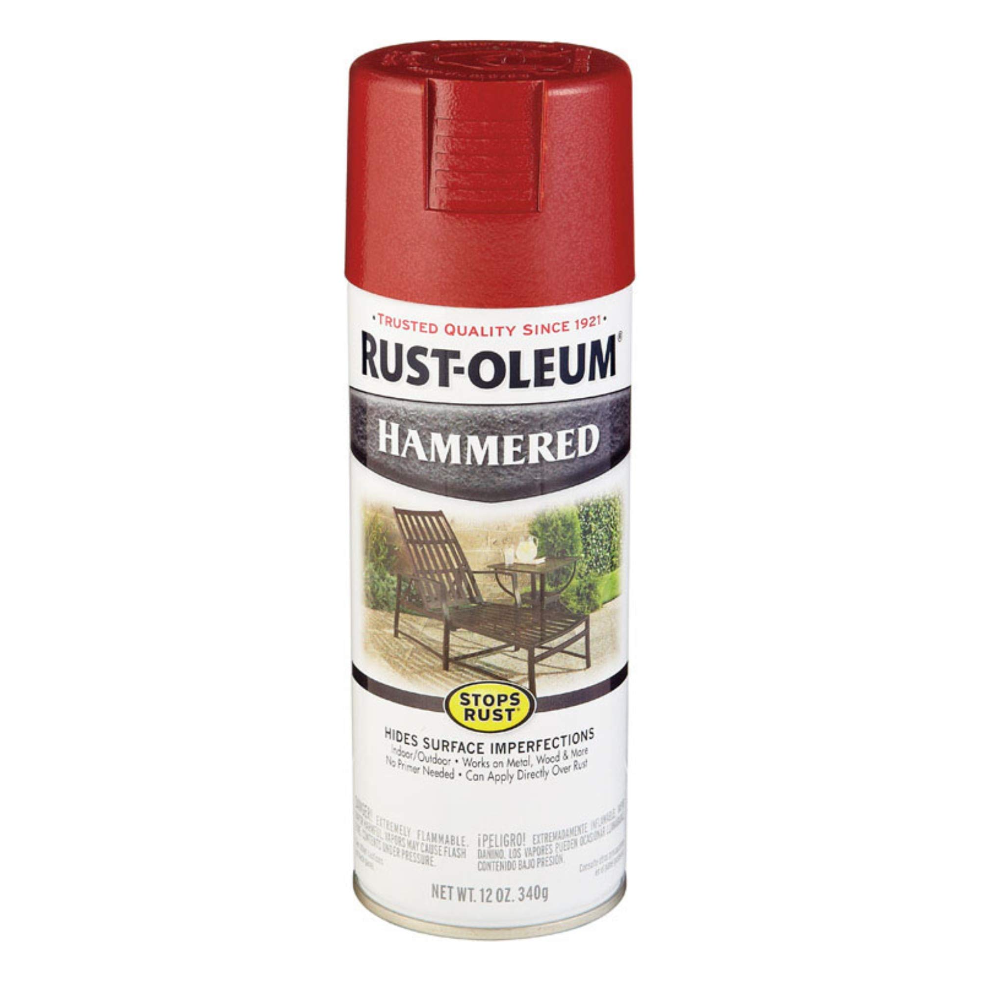 Rust-Oleum 7217830 Stops Rust Hammered Spray Paint, 12 Oz, Bright Red, 12 Ounce (Pack of 1), 12 Fl Oz