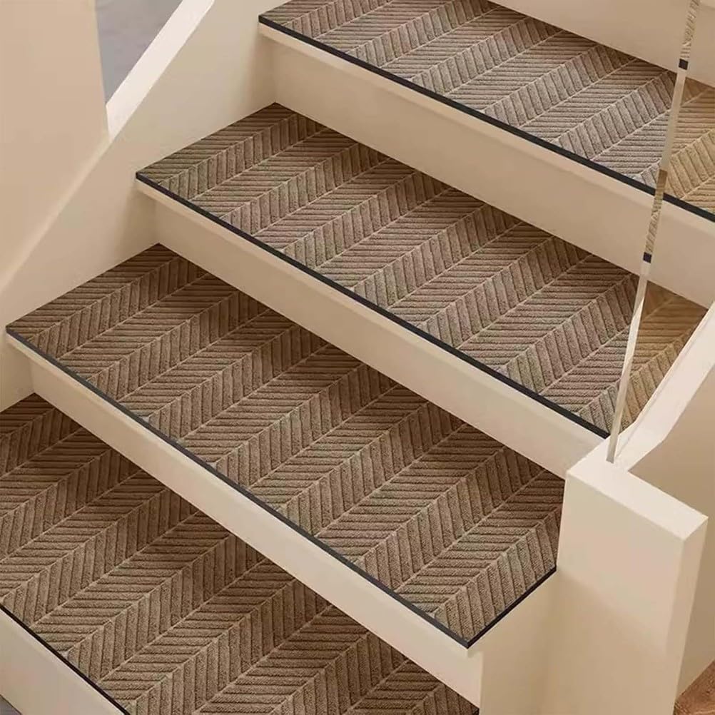 Peldaños antideslizantes 26x65 para escaleras interiores alfombrillas madera lavables para niños
