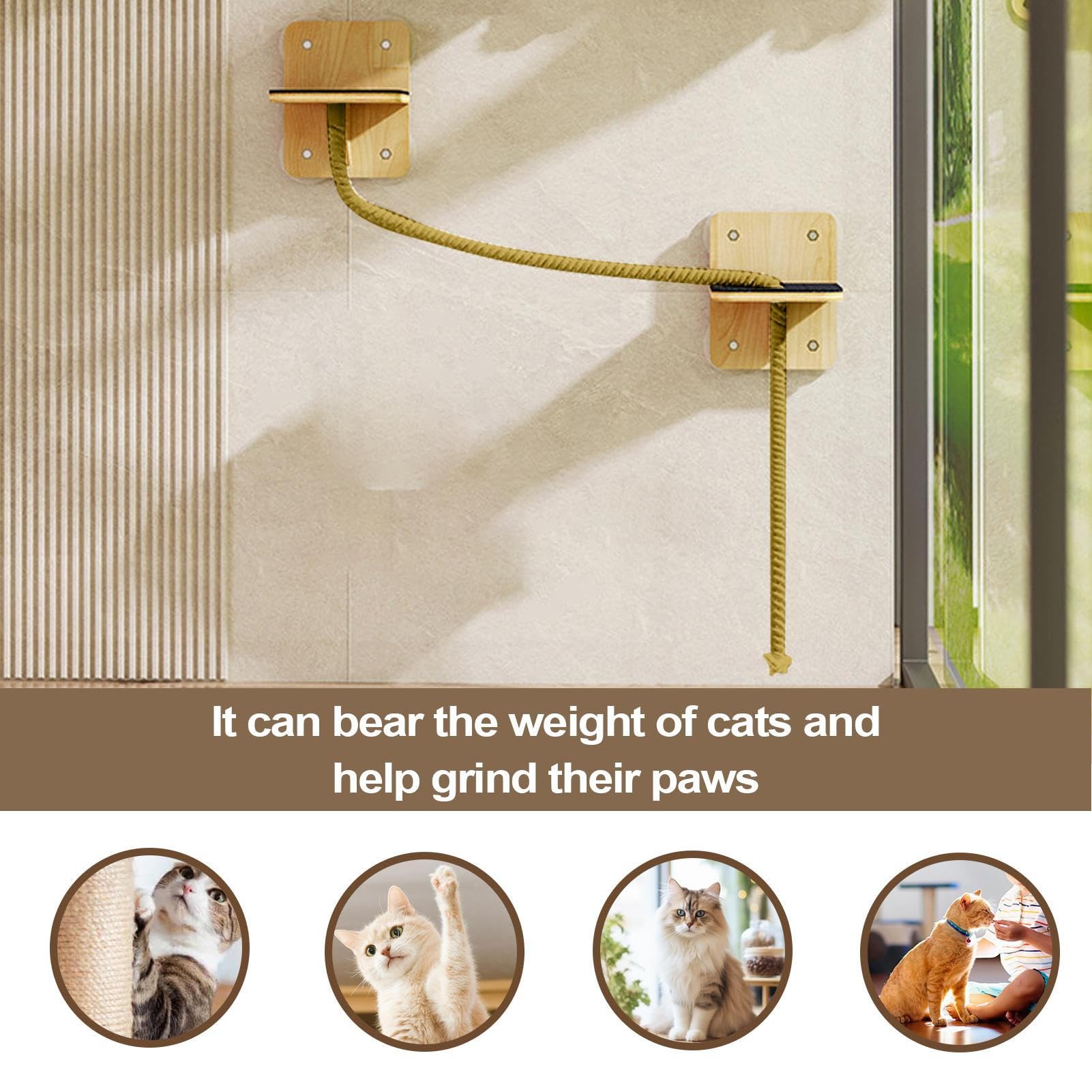 Wandregale Für Katzen-Platzsparendes Wandregal für Katzen mit Halterung,Kletterwand mit Liegeplatz, Kratzfunktion, Stufen als Fensterplatz für Haus
