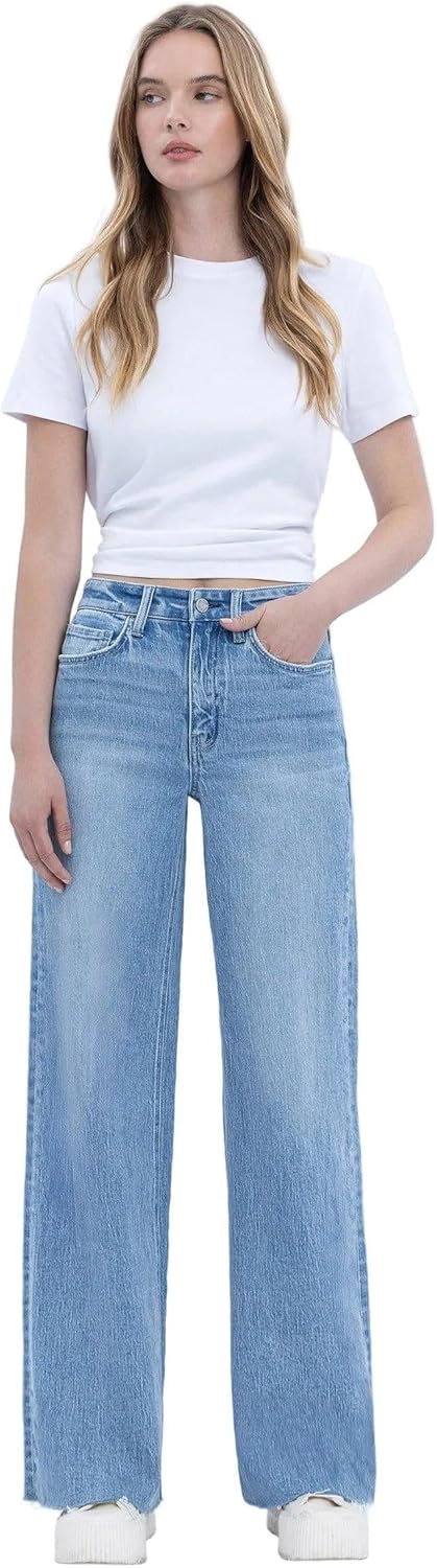Vervet - High Rise Wide Leg Jeans with Raw Hem (32" Inseam) - T6900 - Includes Official Tag