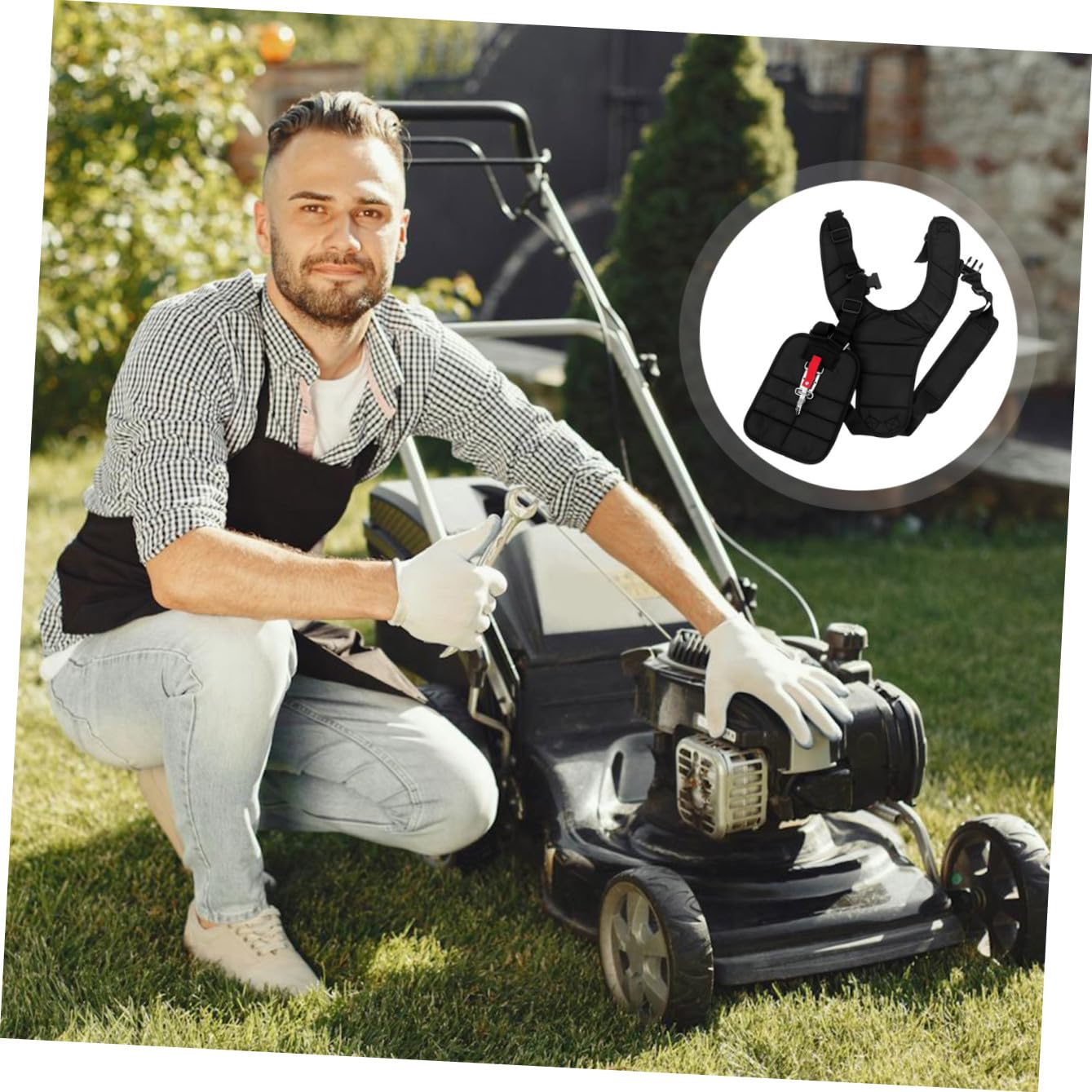 INOOMP Ajustable para Hombro Arnés Desbrozadora Hebilla Acolchada para Cortacésped Distribuye Carga Jardinería 11 X 4.7 X 3.6 Pulgadas
