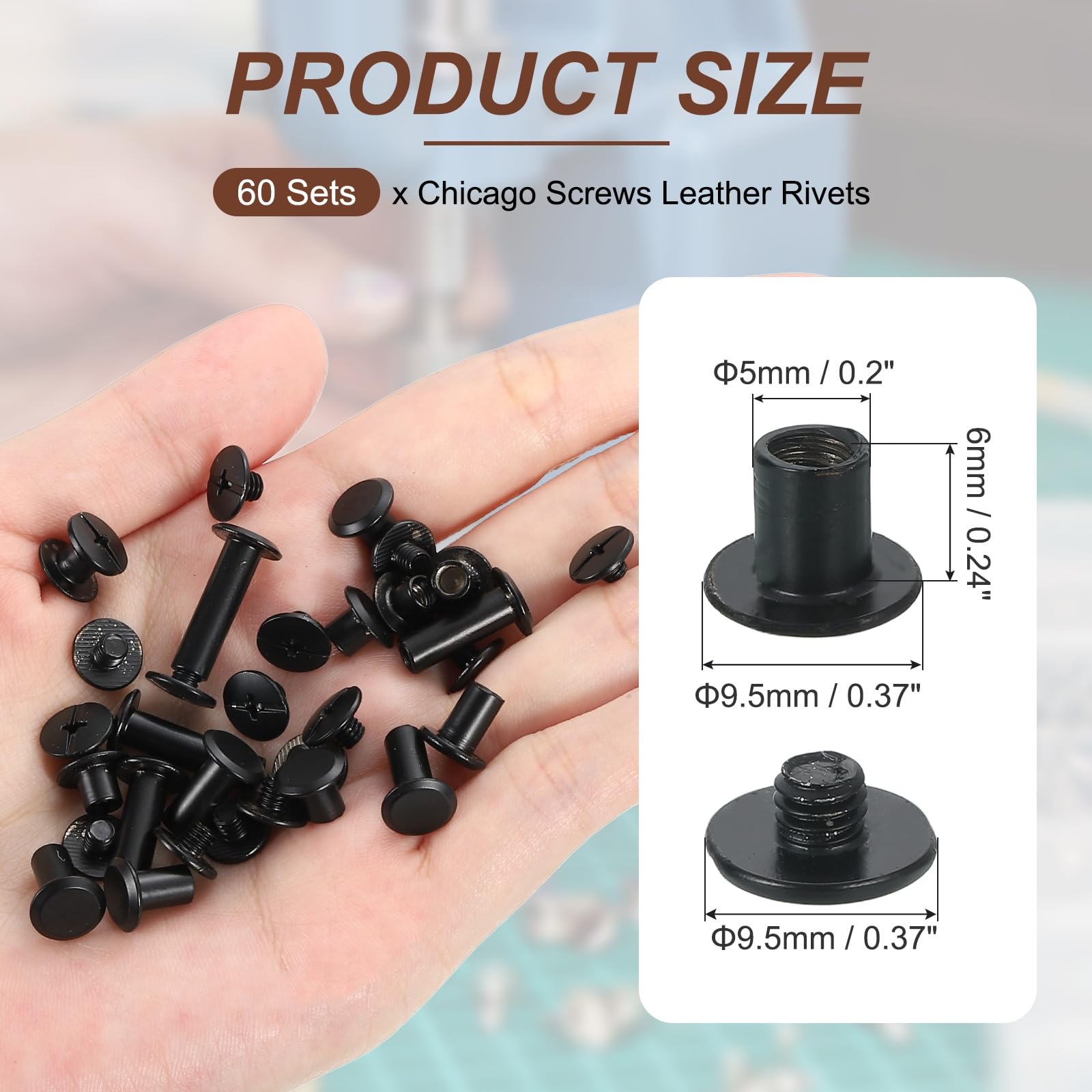 PATIKIL 8.5mm Chicago Screws Leather Rivets - Image 2