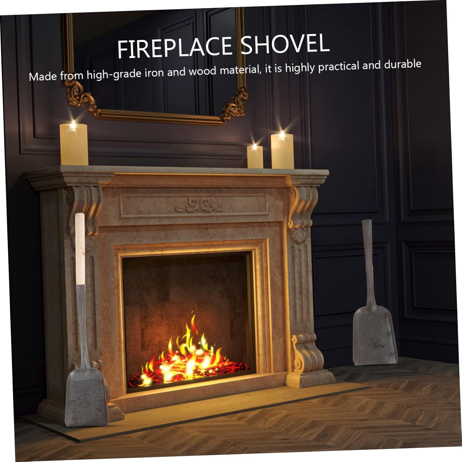 MERRYHAPY 2pcs Garden Shovel for Digging Coal Shovel Fireplace Tool Wood Handle Ash