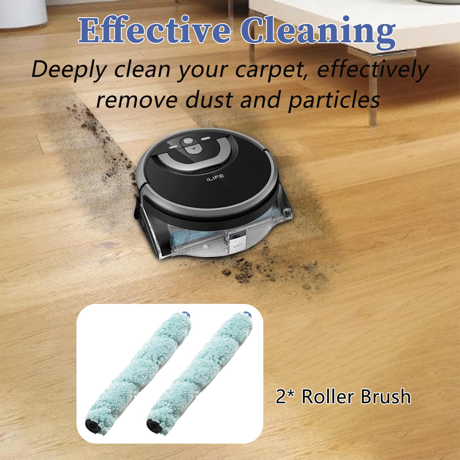 HomeVortex Ersatz-Bürsten Für MEDION Roboter Staubsauger - 2er Set Hellblau