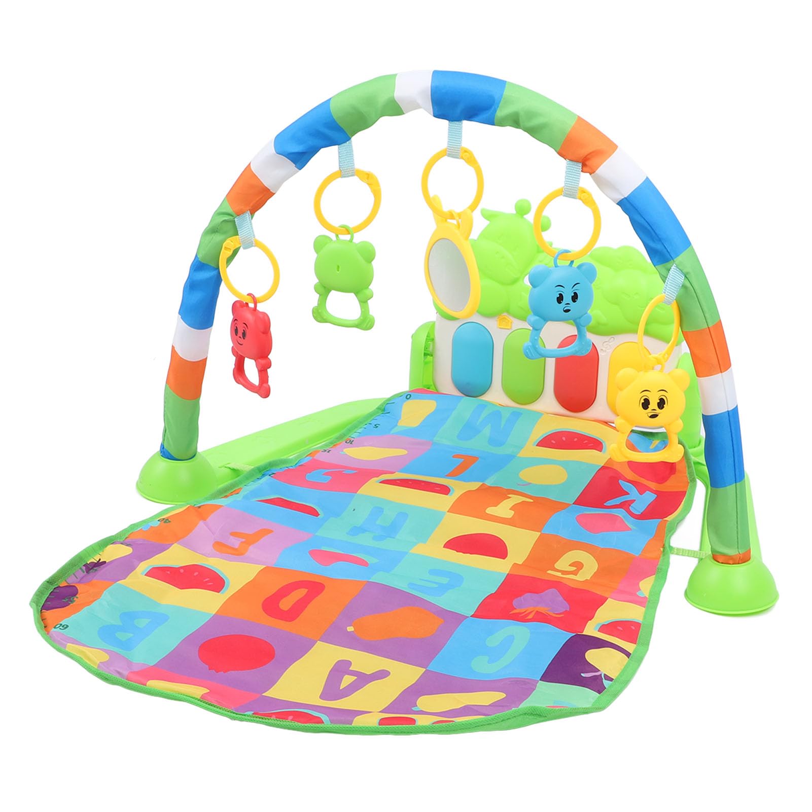 Baby Play Mat Gym Kick Piano Centrum aktywności z muzyką miękki materiał dla noworodka niemowlęcego maluchek 0 do 36 miesięcy Składany projekt obejmuje 5 odpinanych grzechotek i
