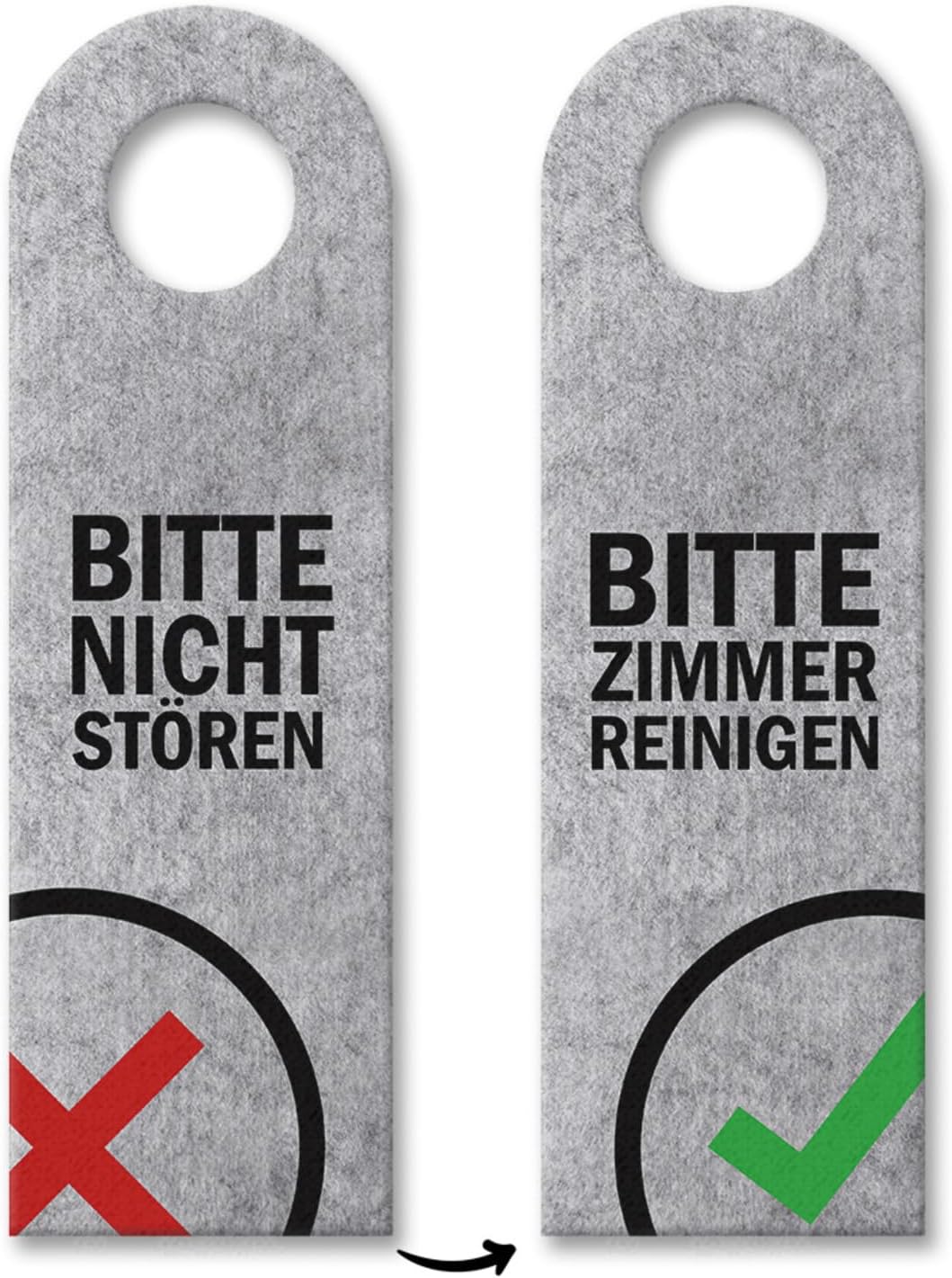 trendaffePlease Do Not Disturb or Clean Room Door Hanger with Symbols in Grey Hotel
