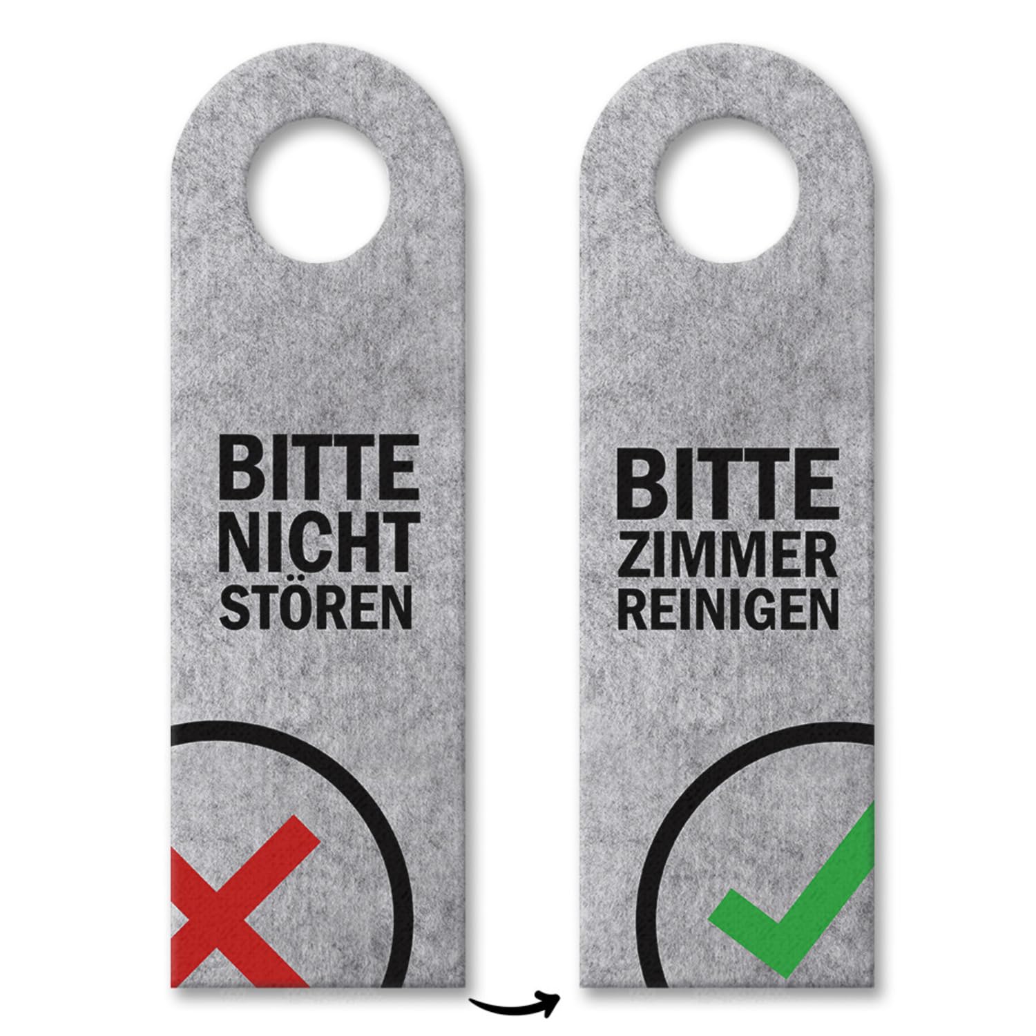 trendaffePlease Do Not Disturb or Clean Room Door Hanger with Symbols in Grey Hotel