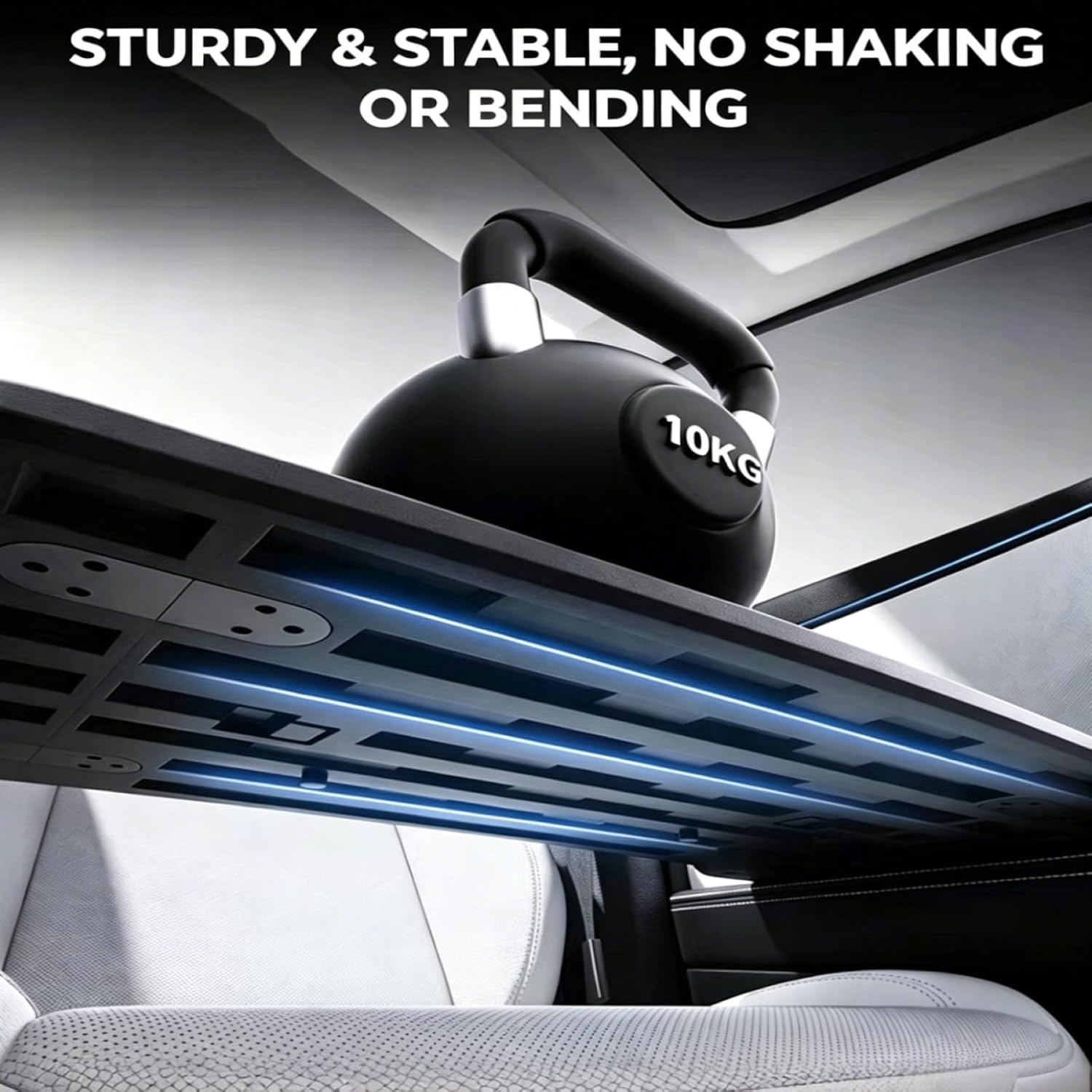 Car Desk for Laptop – Extra Large 30" Cross-Armrest Tray, No Steering Wheel Attachment, Foldable Portable Workstation for Eating, Working, Road Trips & Camping – Universal Fit Design