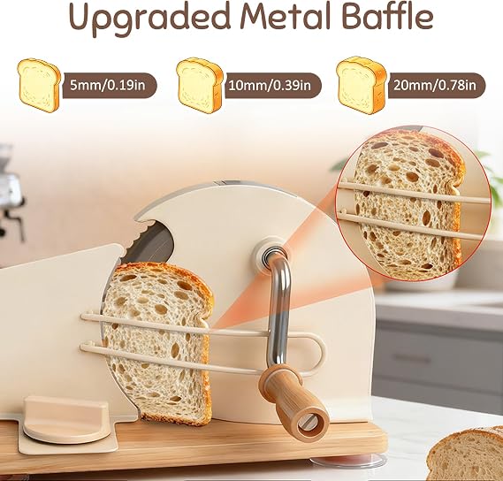 Manual Bread Slicer for Homemade Sourdough, 0-2cm Adjustable Thickness
