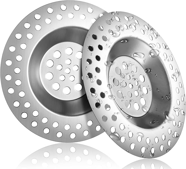 Stainless Steel Kitchen Sink Strainer Plug, Plug Hole Cover, Shower Drain Cover Metal Strainers Hair Catcher Sink Stopper Bathtub Drain Filter for Kitchen Bathroom, 7.5 cm/ 2.95 Inch (2)
