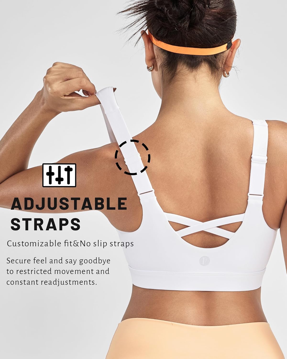 RUNNING GIRL Sports Bras for Women High Support, Adjustable Straps High Impact Sports Bras with Sewn in Pads Workout Bra - Image 2