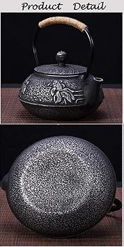 tetsubin Cast iron Tea Kettle workshop Healthy japanese fish pattern Teapot with Stainless Steel Infuser(30.4oz)
