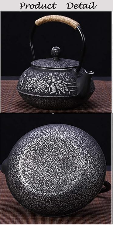 tetsubin Cast iron Tea Kettle workshop Healthy japanese fish pattern Teapot with Stainless Steel Infuser(30.4oz)