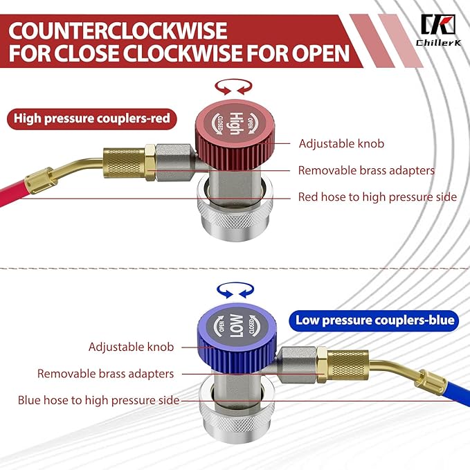 Kit de 2 Piezas Adaptador y Conexiones para Manguera R134a de 1/4 Pulgada miniatura 2