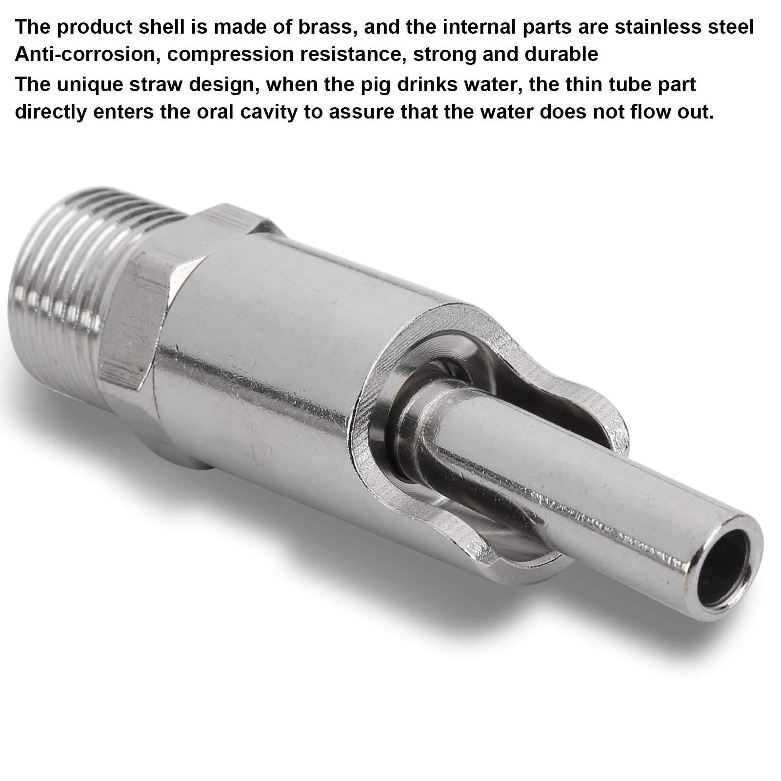 Bebedero automático de Boca de Cerdo de 10 Piezas, Tipo Paja Bebedero automático para Cerdos de Gran Flujo de Agua Fuente de Beber para Cerdos Accesorio para bebederos Alimentación(Acero Inoxidable)