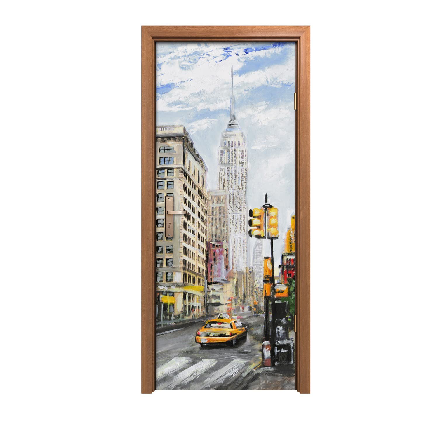 Autocollant de porte 90x200cm vinyle autocollant motif ville de New York