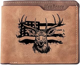 Kasutoo Men's PU Wallet Multiple Card Slots, Id Window with Laser Engraving Pattern (American