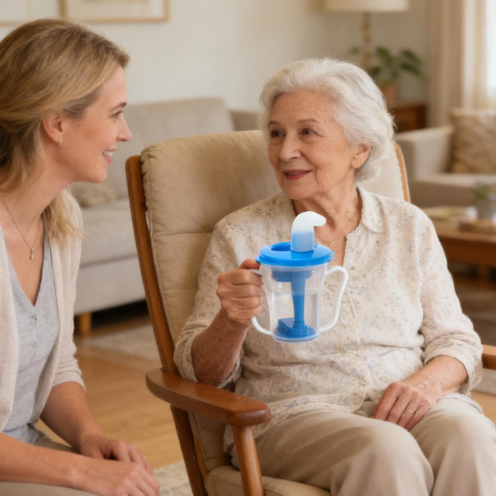 Gobelet Dysphagie Régulateur - Aide À La Déglutition Pour Adultes, Tasse Médicale Anti-Fausse Route Avec Paille, Distributeur Liquide Anti-Éclaboussures Portable Débit Lent Soins Personnes Âgées