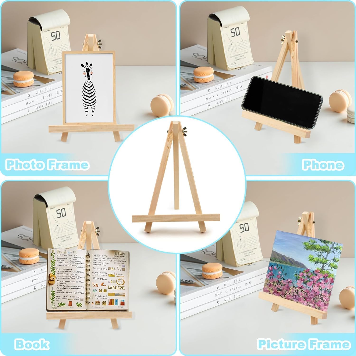 36 PCS 9 Inches Tabletop Easels,Wood Easels, Easel Stand for Painting Canvases, Art, and Crafts, Tripod, Painting Party Easel, Tabletop Easels for Painting, Portable Canvas Photo Picture Sign Holder