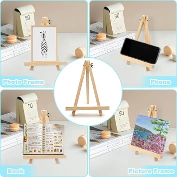 36 PCS 9 Inches Tabletop Easels,Wood Easels, Easel Stand for Painting Canvases, Art, and Crafts, Tripod, Painting Party Easel, Tabletop Easels for Painting, Portable Canvas Photo Picture Sign Holder