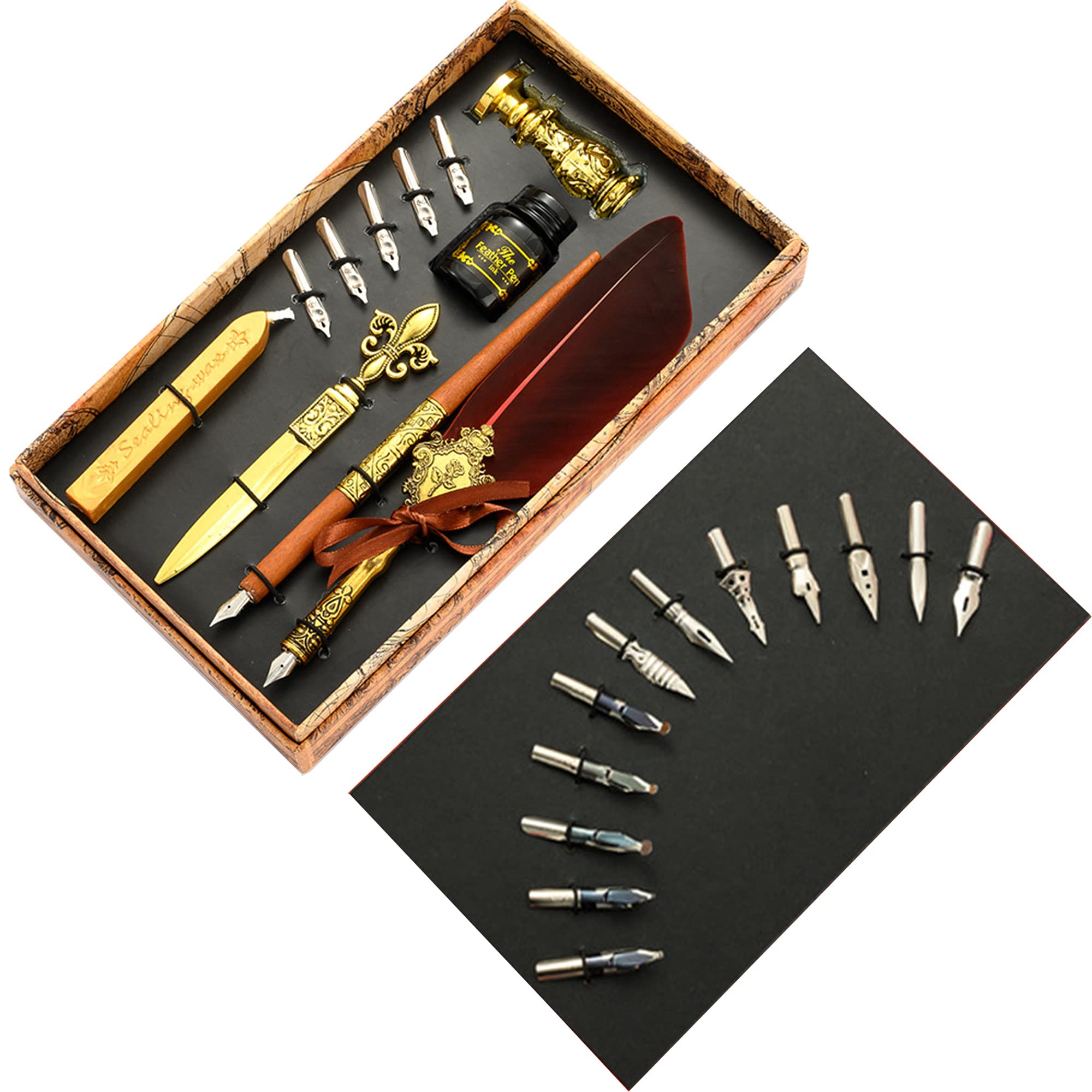 Buy XUBX Calligraphy Pen Set, Quill Pen and Ink Set, Antique Dip