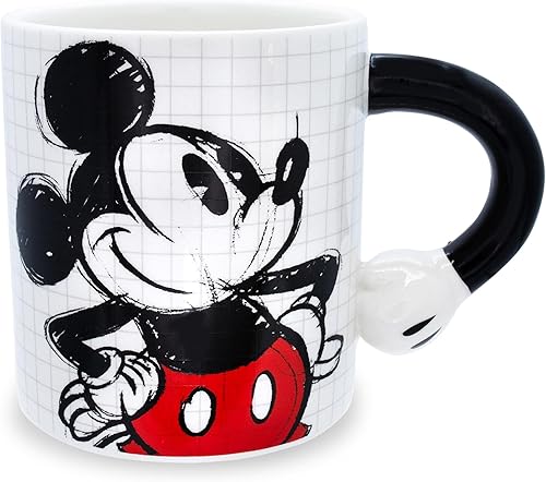 Silver Buffalo Mickey - Taza de cerámica con mango en forma de mano, 20 onzas