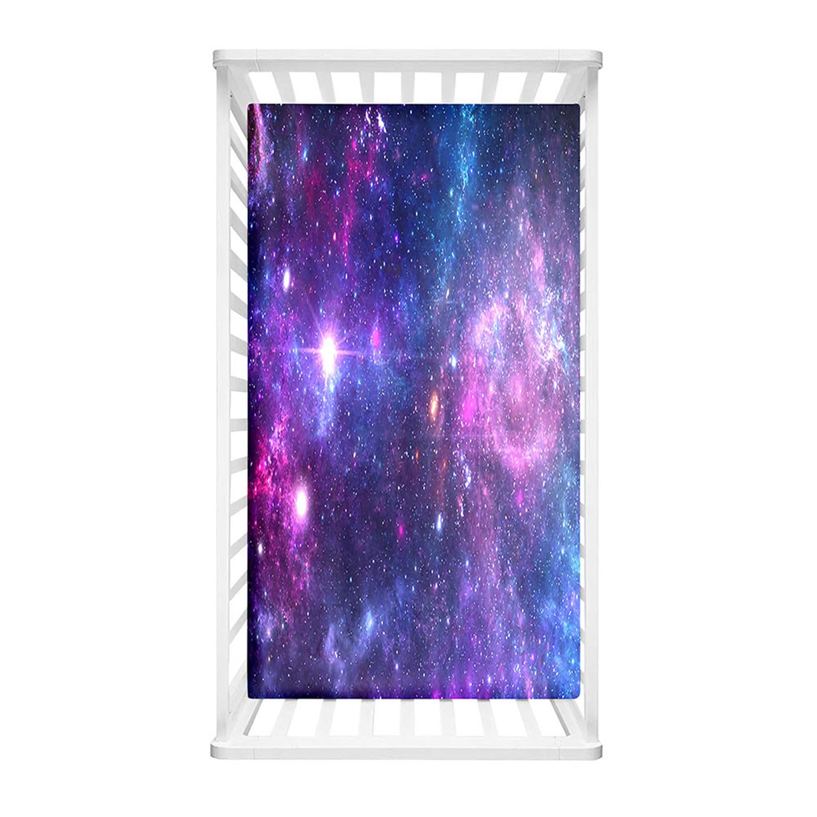 Odot Cot Bed Fitted Sheets, Starry Sky Pattern Cot Bed Sheet Fitted Sheets for Cribs Baby Bed Sheets Soft Bassinet Sheets Cot Bed Mattress Protector for Boy Girl (Starry Sky,80x160cm) — image 1
