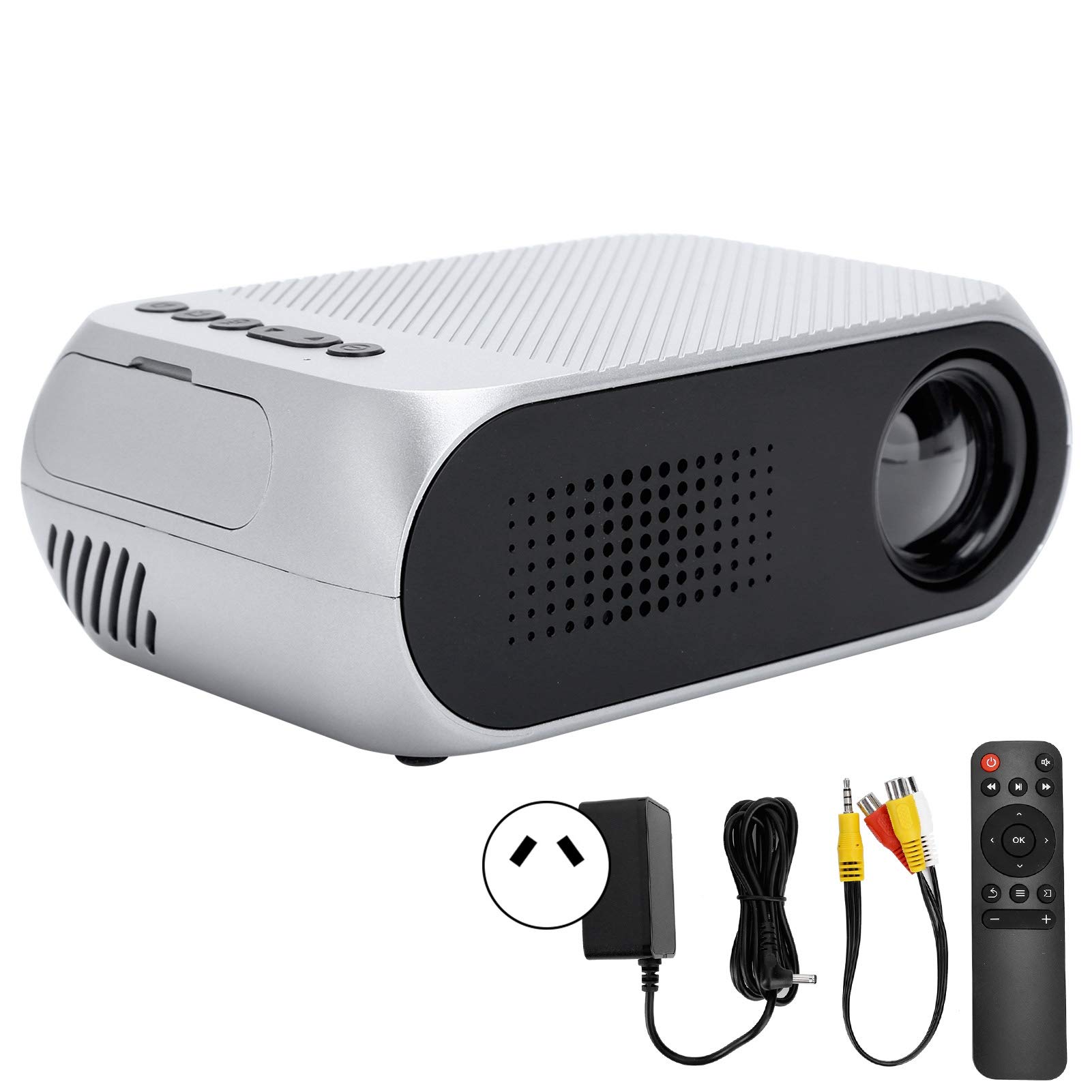 Proiettore Portatile LED da casa Mini 1080P, Messa a Fuoco Manuale 400-600L, Funzione multimediale per filmati Domestici, Compatibile con AV/USB/Scheda di Memoria Micro/HDMI(EU Plug)