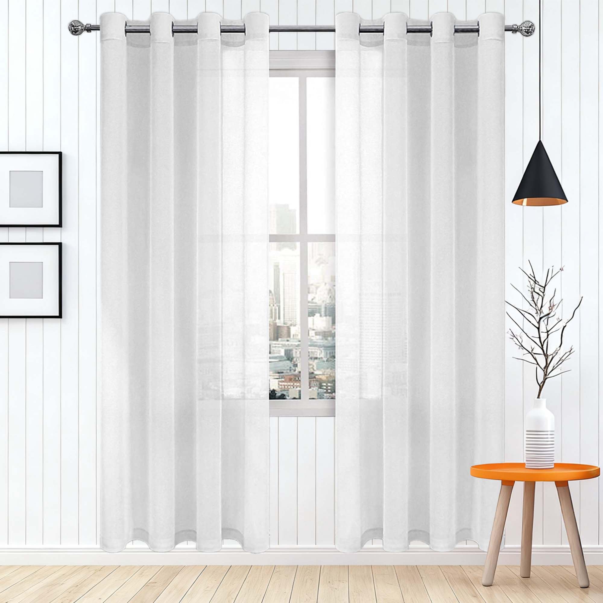 Voilage blanc tamisant et souple de 210 x 120 cm pour chambre
