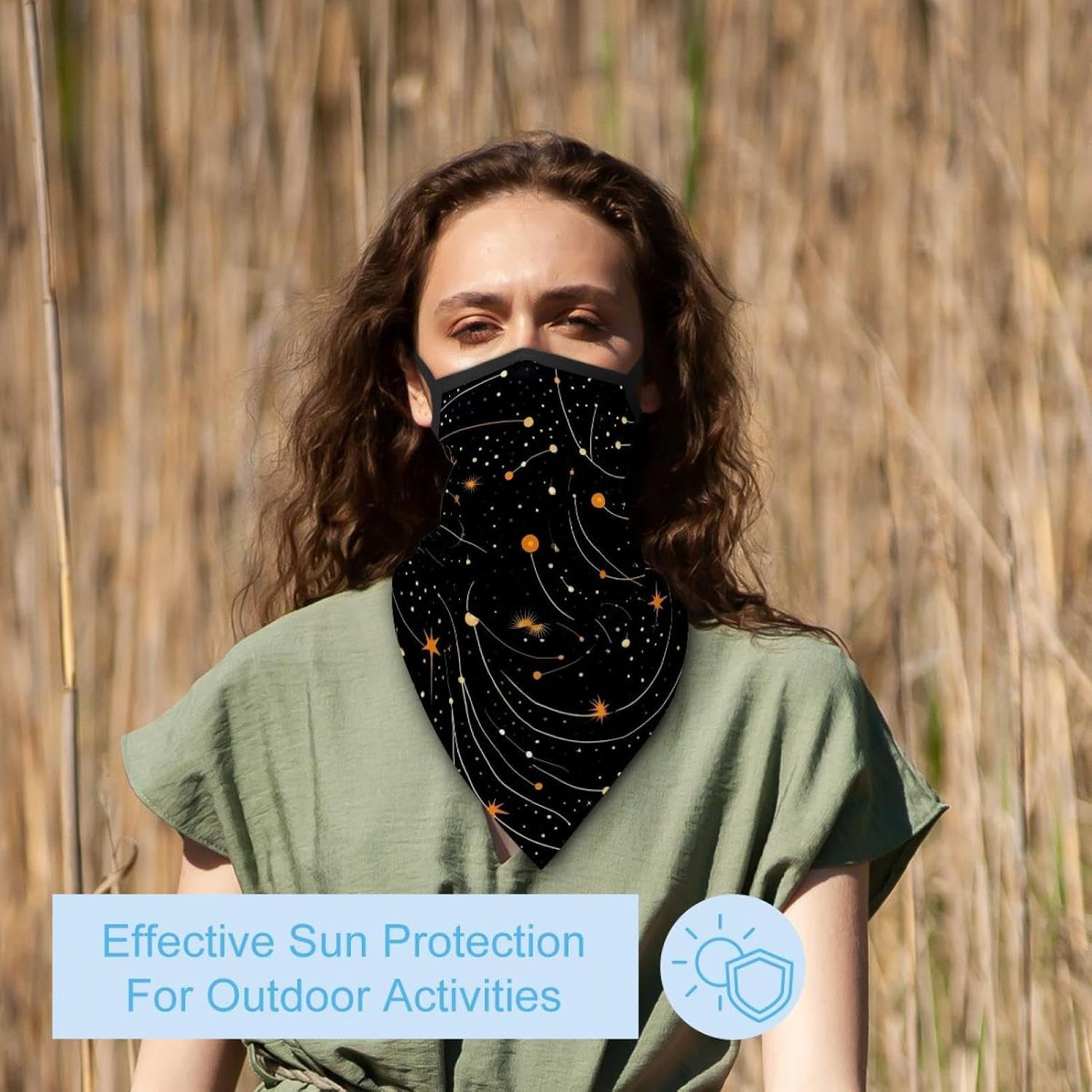 4 Pieces Planet Star Neck Gaiter Bandana Face Mask, Sun Cooling Scarf Gator Cover Head for Men Women