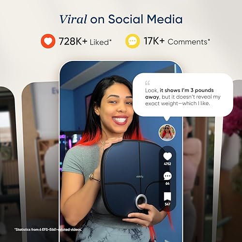 Miniatura 8 de Etekcity Báscula recargable inteligente para peso corporal, IMC, grasa, masa muscular, báscula digital de baño con 13 métricas, modo secreto,