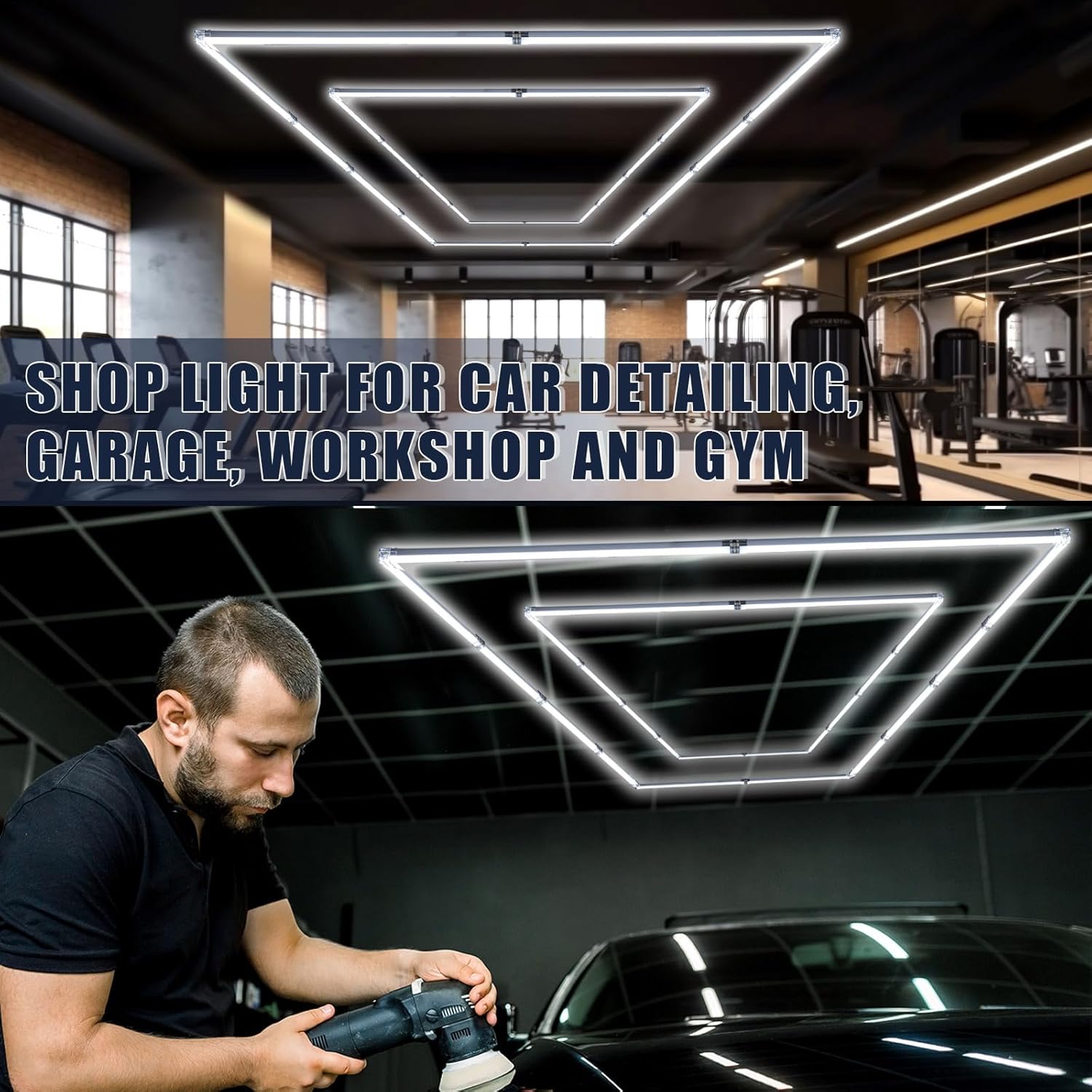 VIHOSE 1 Set Garage LED Light Ceiling Lights Car Detailing Ceiling LED Suitable for Garage Workshop Basement Warehouse Gym