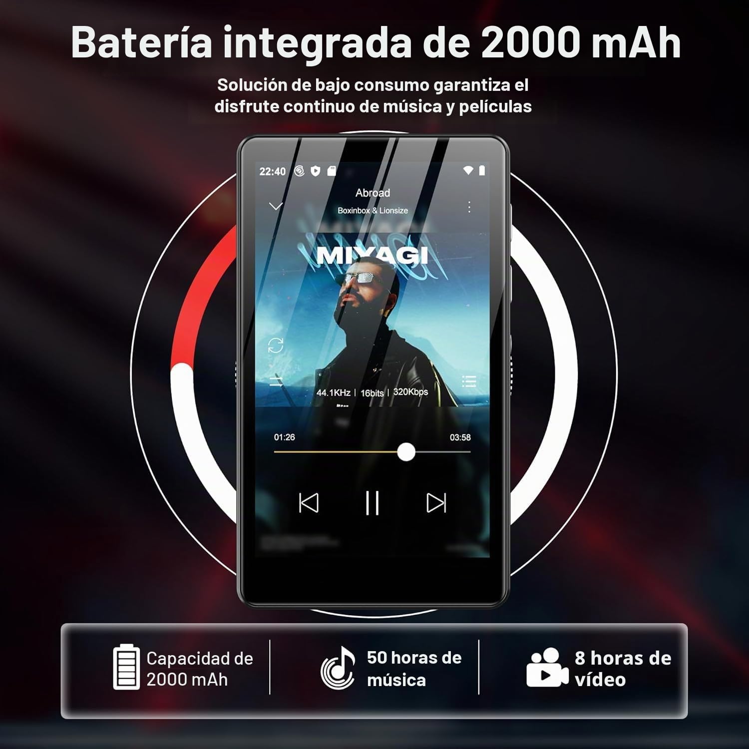 SWOFY Reproductor de MP3 y MP4 de Android, pantalla táctil de 4,0 pulgadas con Bluetooth y WiFi, compatible con Spotify, Pandora, Amazon Music, Libby, Audible y navegador, memoria ampliable hasta 1 TB