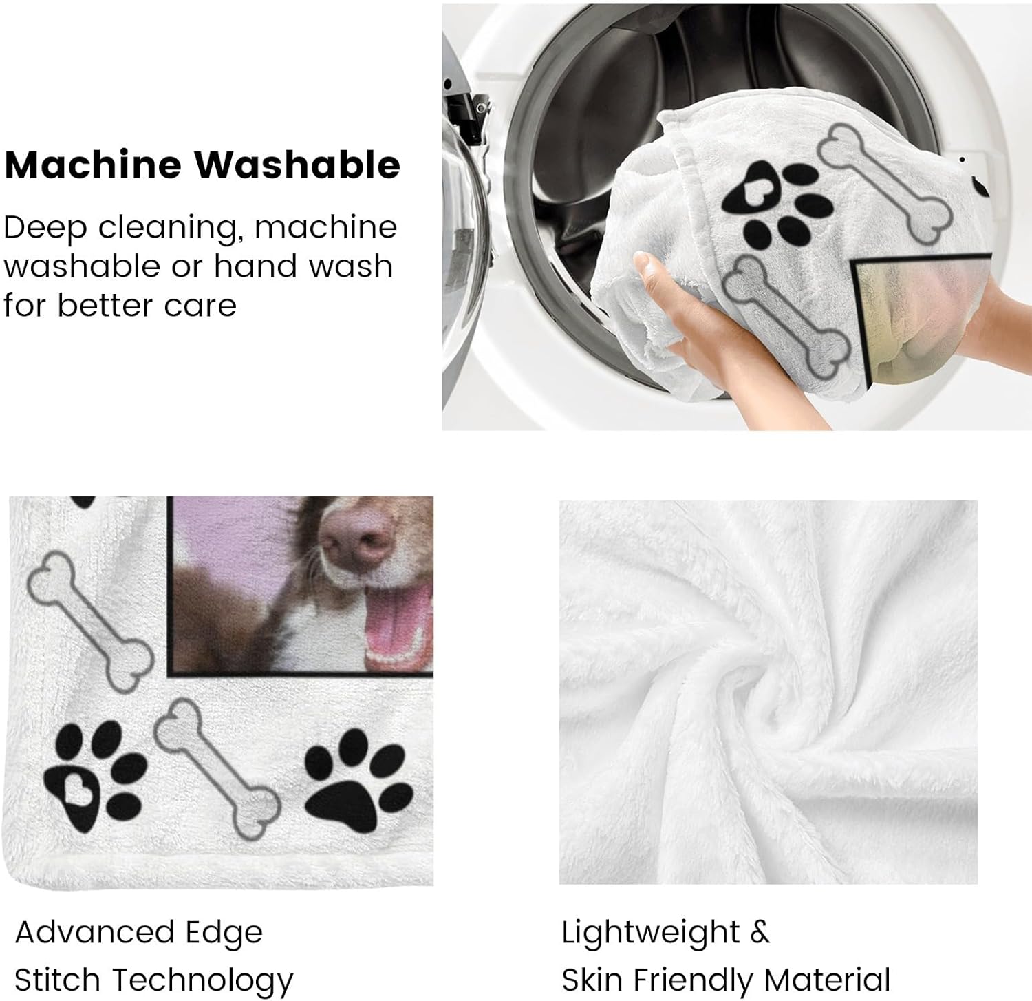 Dr.TOUGH Personalized Dog Memorial Gifts Custom Photo Blanket Pet Loss Gifts Dog Memorial Blanket Cat Memorial Blanket Sympathy Gifts with Picture for Dog（5 Photo）