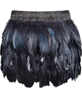 Miuco Feather Skirt Mid Waist A-line Real Natural Feather Short Skirts for Women Sexy