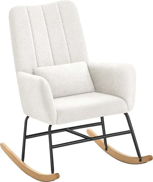 Fauteuil à Bascule d'Allaitement Blanc Crème - Confort et Élégance