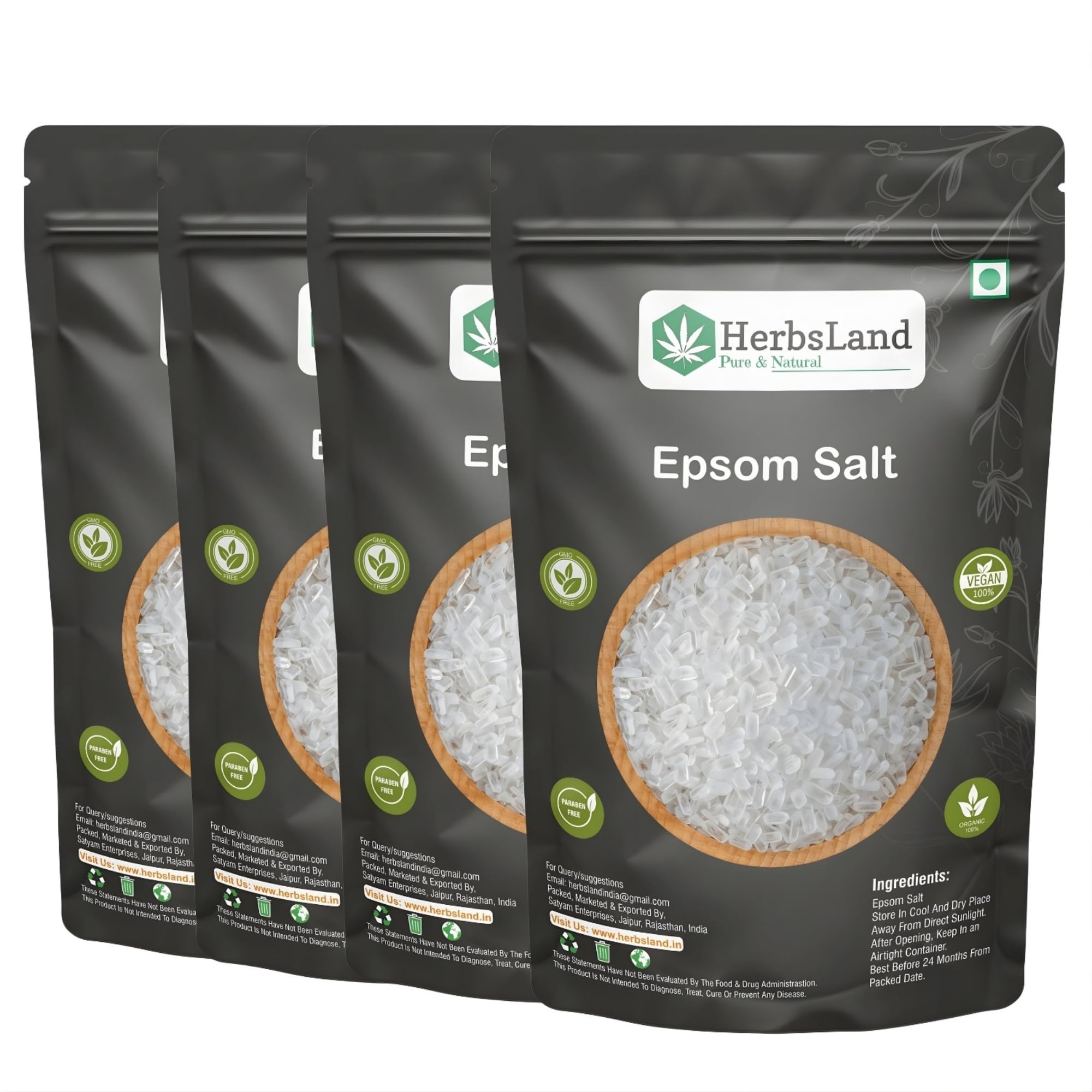 HerbsLand® Epsom Salt for Bathing and foot Relaxation (Pack of 4) (200gm Each) (800 gm)-image-22