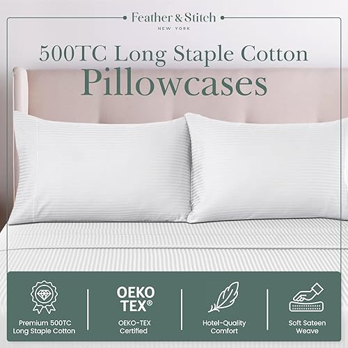 Miniatura 9 de FEATHER & STITCH New York - Juego de sábanas de 500 hilos