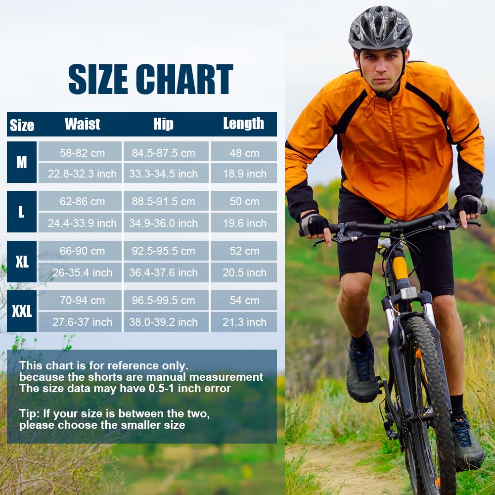 Męskie spodenki rowerowe spodenki kolarskie kompresja 3D wyściełane 3 kieszenie oddychające szybkoschnące bielizna rowerowa dla mężczyzn MTB rower motocykl, Rozmiar L:, L