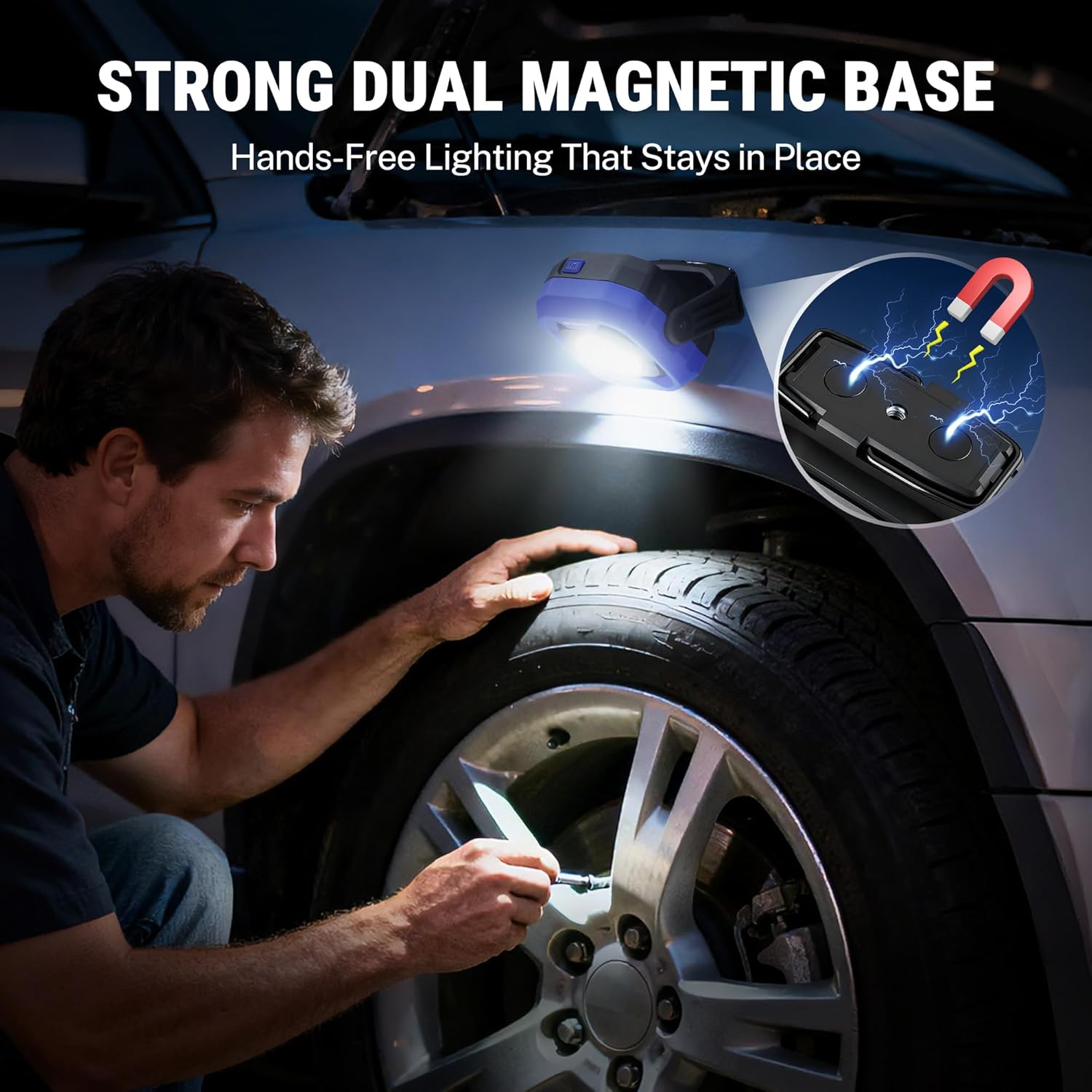 WORKPRO Rechargeable Work Light, 1200LM Magnetic Light with 4000mAh Battery, Portable LED with 4 Modes, IPX4 Water-Resistant, Led Work Light for Car, Camping, Emergency, Christmas Gifts - Image 4