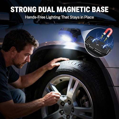 Miniatura 4 de WORKPRO Luz de trabajo recargable, luz magnética de 1200 lm con batería de 4000 mAh, LED portátil con 4 modos, resistente al agua IPX4, luz de
