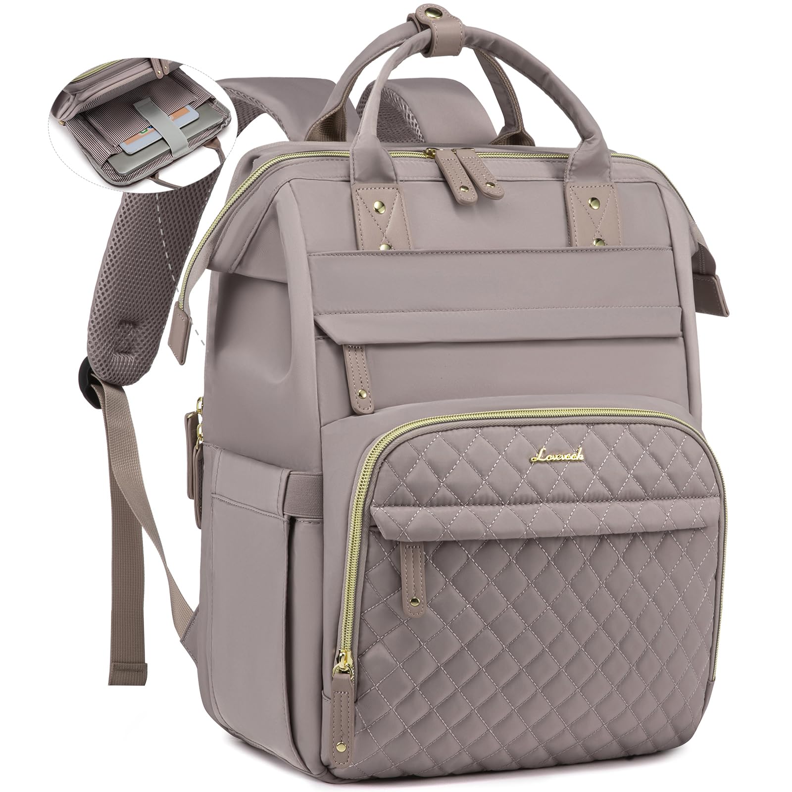 LOVEVOOK Laptop Backpack for Women, 15.6'' Waterproof Nurse Bag Teacher Work Backpack Purse for Women, Travel Computer Backpack for College Office Business Ladies