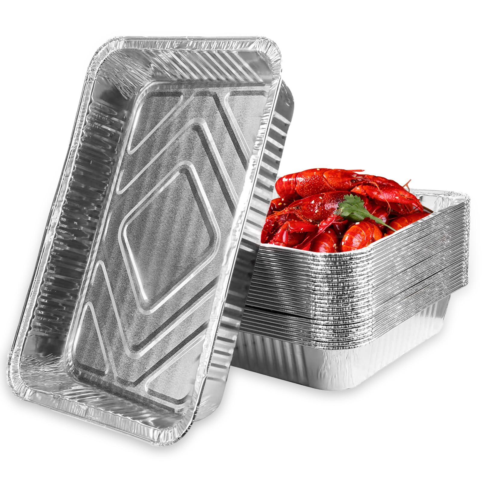 Lot de 30 plateaux jetables en aluminium 2200 ml pour cuire, griller, griller et cuisiner 31,5 x 20,5 x 5 cm