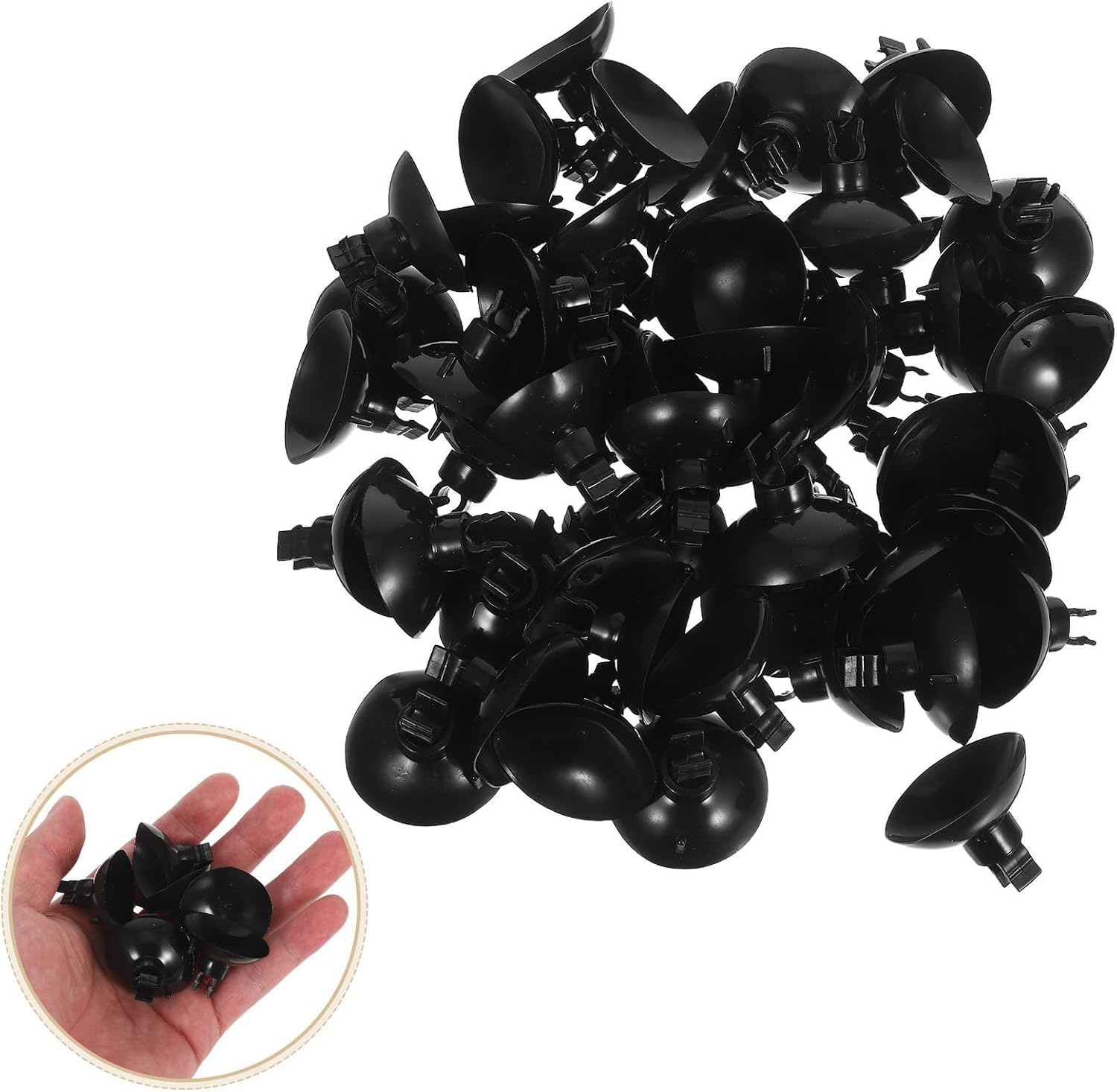 YARNOW 50pcs Aquarium Suction Cup Clips Black with 30mm Suction Cups and 5mm Tube Clamps for Airline Tubing Hose Holder Compatible with Filter Systems Air Pump Connections and Water